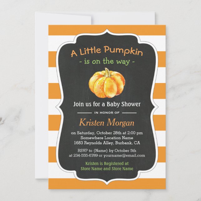 Autumn Orange Pumpkin Fall Baby Shower Invitation (Front)