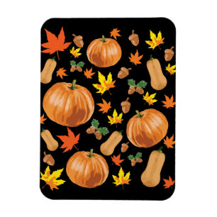 Autumn Orange Pumpkin Fall Pattern Magnet