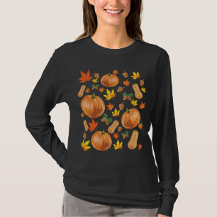 Autumn Orange Pumpkin Fall Pattern T-Shirt