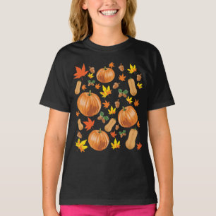 Autumn Orange Pumpkin Fall Pattern T-Shirt