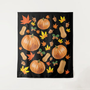 Autumn Orange Pumpkin Fall Pattern Tapestry