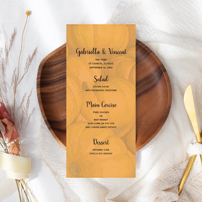 Autumn Orange Pumpkins Wedding Menu (Creator Uploaded)