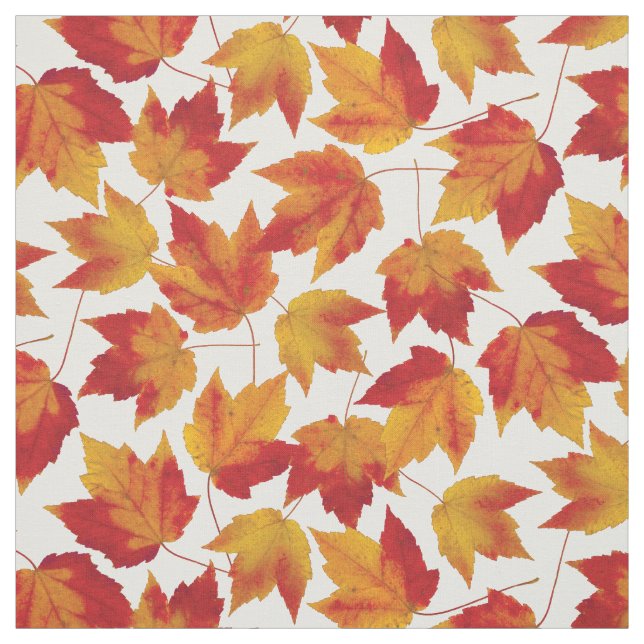 Autumn Orange Red Maple Leaves Pattern Fabric (Swatch)