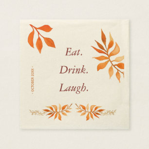Autumn orange rust leaves eat drink laugh party napkin