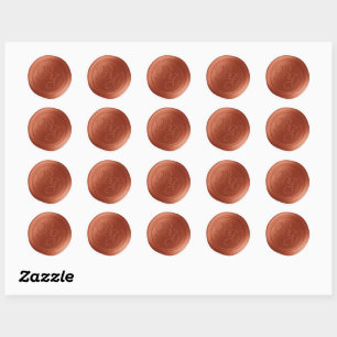 Autumn Orange Script Monogram Wax Seal Stickers