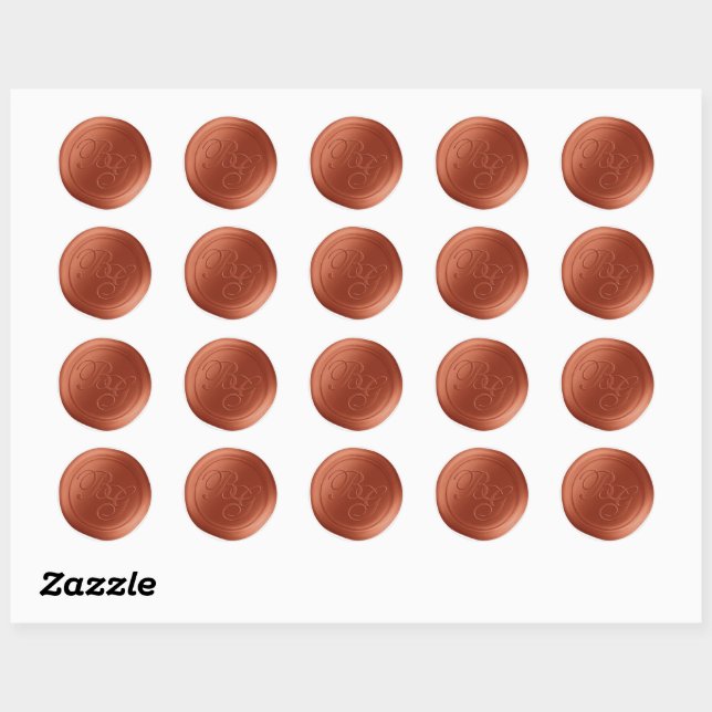 Autumn Orange Script Monogram Wax Seal Stickers (Sheet)