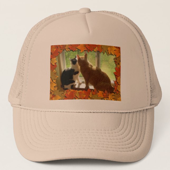 Autumn Orange Tabby Cats Trucker Hat (Front)