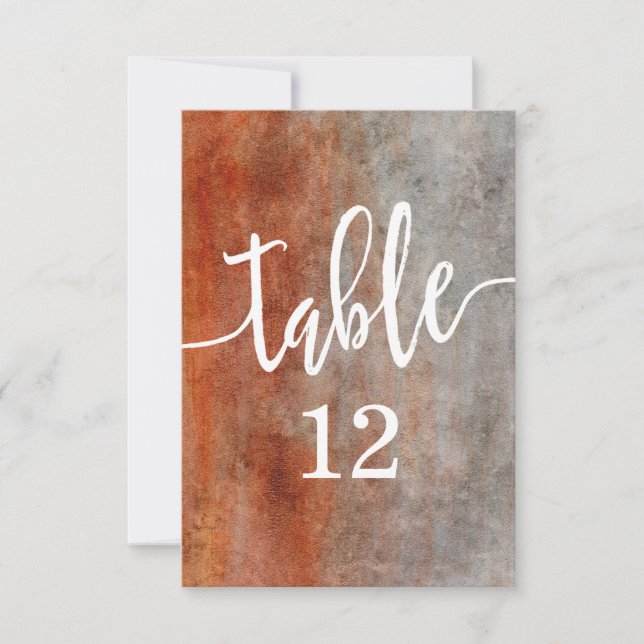 Autumn Orange Watercolor Table Number Seating (Front)