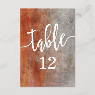 Autumn Orange Watercolor Table Number Seating