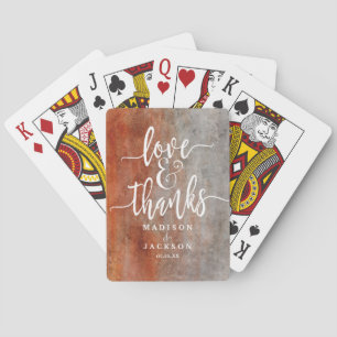 Autumn Orange Watercolor Watercolor Wedding Favour Playing Cards