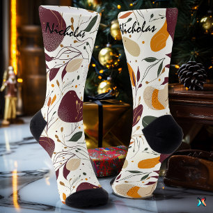 Autumn Orchard in Cream, Burgundy, and Mustard Socks