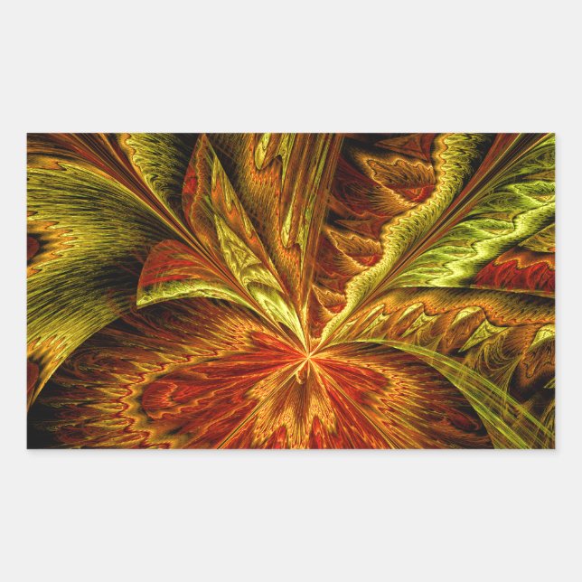 Autumn Orchid Abstract Fractal Art Rectangular Sticker (Front)