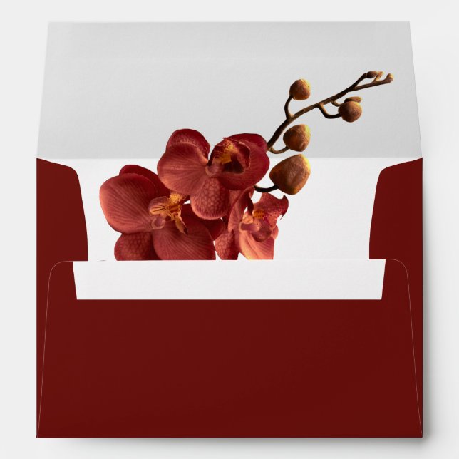 Autumn Orchid Romance Fall Wedding Envelope (Back (Bottom))