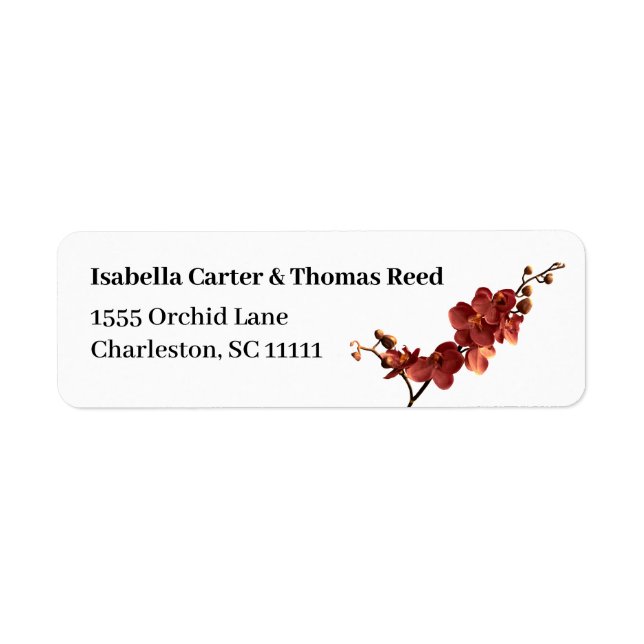 Autumn Orchid Romance Wedding Return Address Label (Front)