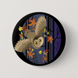 Autumn Owl 6 Cm Round Badge