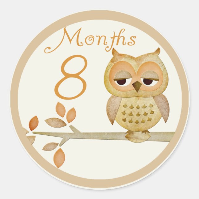 Autumn Owl 8 Months Sticker (Front)
