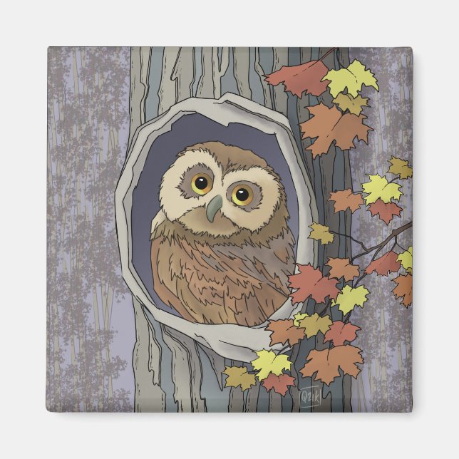 Autumn Owl and Fall Colours   Magnet (Front)