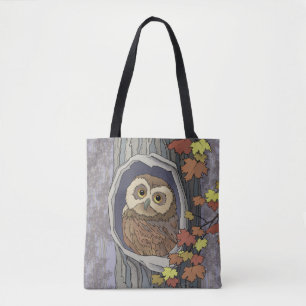 Autumn Owl and Fall Colours Tote Bag