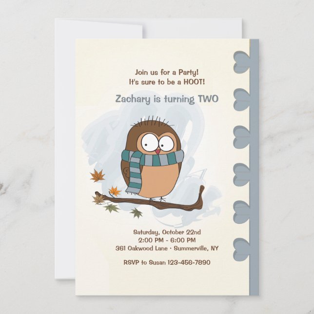 Autumn Owl Invitation (Front)