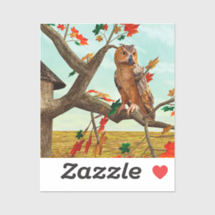 Autumn Owl Maple Tree Wildlife Art