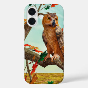 Autumn Owl Maple Tree Wildlife Art iPhone 16 Case
