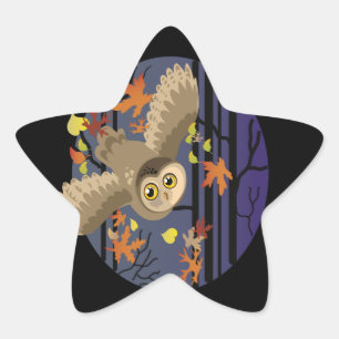 Autumn Owl Star Sticker