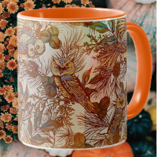 Autumn owl vintage fall mug