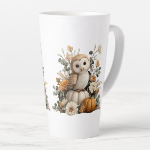 Autumn Owl with Pumpkins Halloween Art Latte Mug