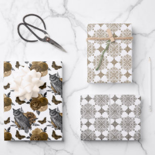 Autumn Owls & Butterflies Wrapping Paper Sheet