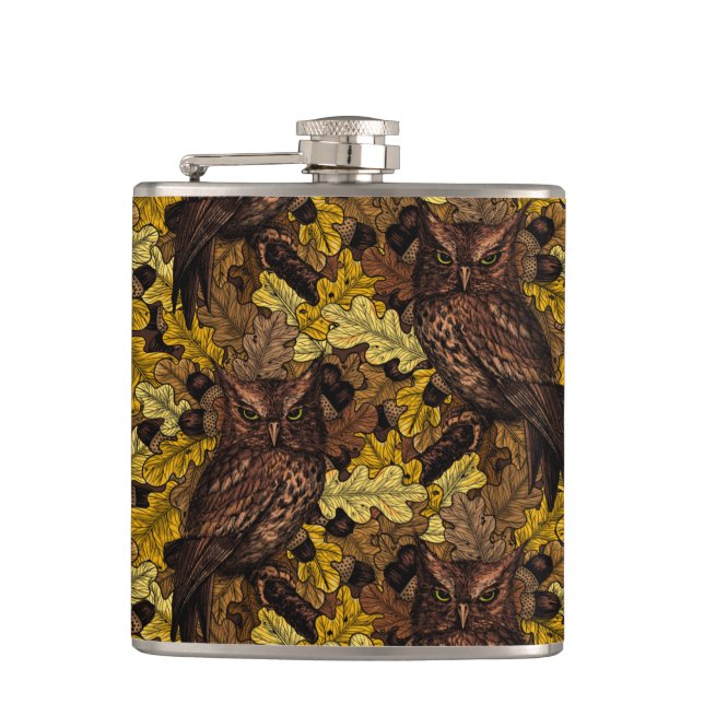 Autumn owls hip flask (Front)