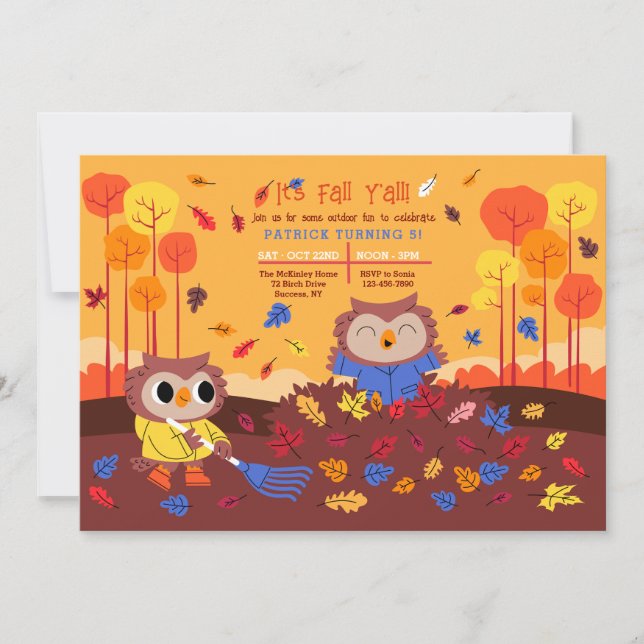 Autumn Owls Invitation (Front)