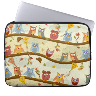 autumn owls laptop sleeve