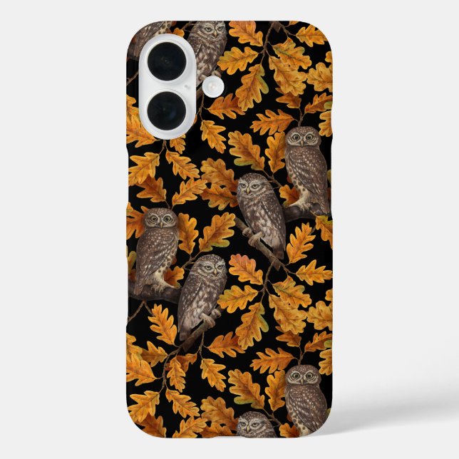 Autumn owls on black Case-Mate iPhone case (Back)