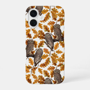 Autumn owls on cotton white iPhone 16 case
