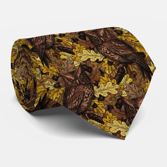 Autumn owls tie (Rolled)