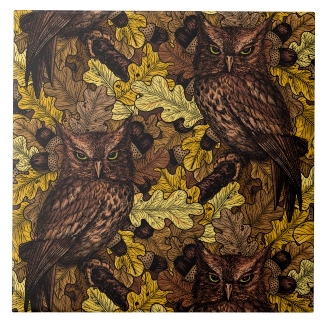 Autumn owls tile (Front)