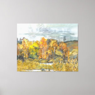 Autumn painting watercolor 300 canvas print