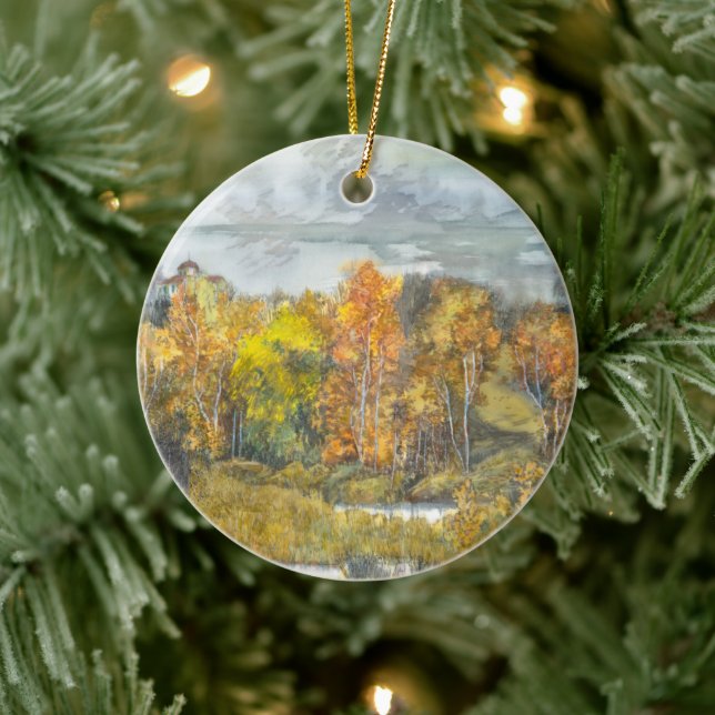 Autumn  painting watercolor ceramic tree decoration (Tree)