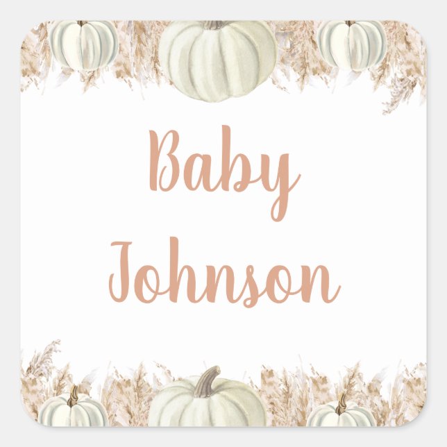 Autumn Pampas Grass Favour Tag | Rustic Fall Baby (Front)