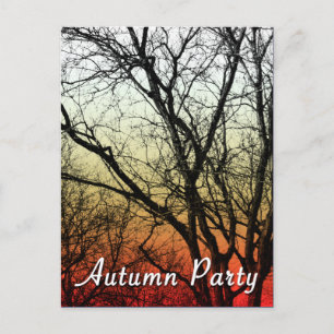 autumn party : ghost tree invitation postcard