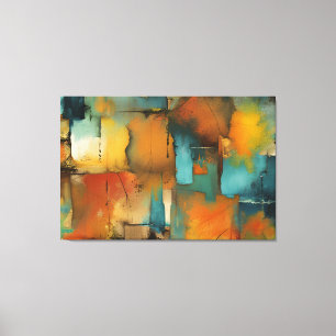 Autumn patchwork abstract Stretched Canvas Print
