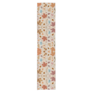 Autumn Patchwork Autumn Leaves Pastel Gold Orange  Short Table Runner