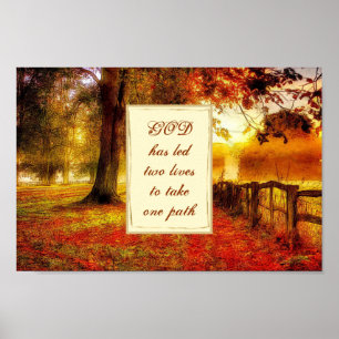 Autumn Path Fall Colourful Leaves Christian Weddin Poster