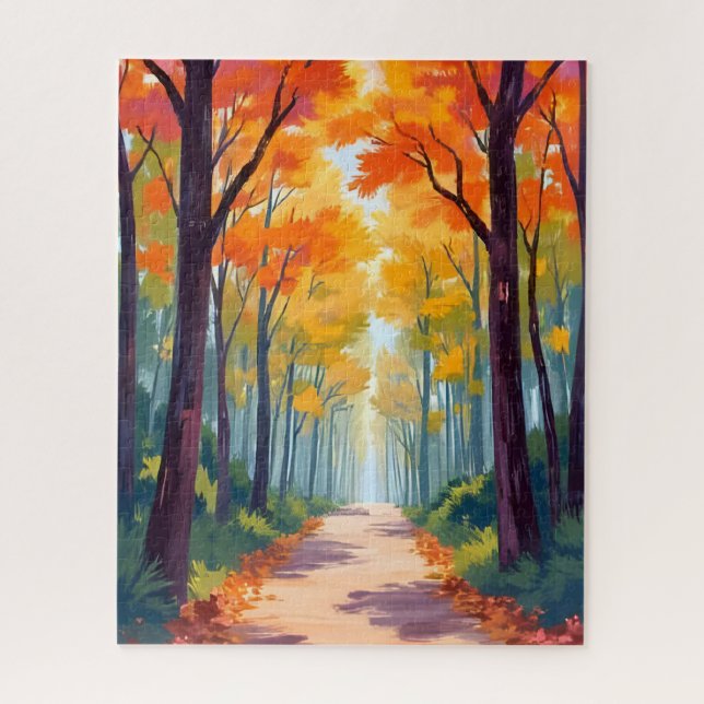 Autumn Path Fall Foliage Painting Jigsaw Puzzle (Vertical)