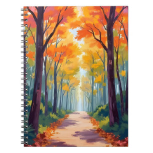 Autumn Path Fall Foliage Painting Notebook