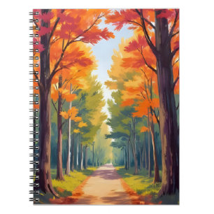 Autumn Path Fall Foliage Watercolor Landscape Notebook