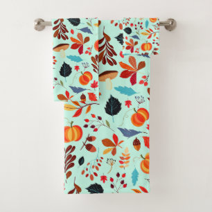 Autumn Pattern Bath Towel Set - Your Colors