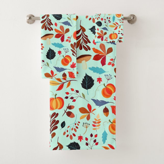 Autumn Pattern Bath Towel Set - Your Colors (Insitu)