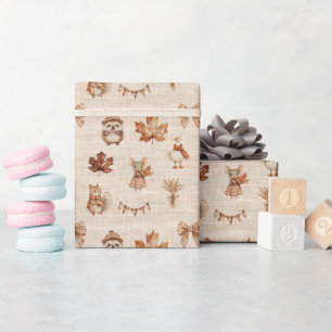Autumn Pattern Burlap Texture Wrapping Paper Roll