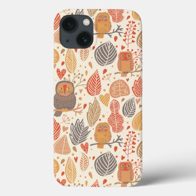 Autumn pattern. Owls in the forest Case-Mate iPhone Case (Back)
